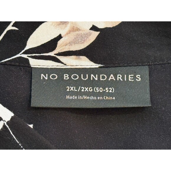 NO BOUNDARIES Men's Short Sleeve Button Down Floral Hawaiian Shirt Black 2XL - Picture 4 of 5